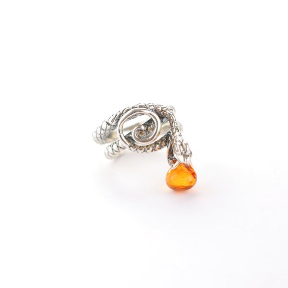 Baltic Amber Cobra Snake Ring in 925 Sterling Silver - Picture 4 of 5
